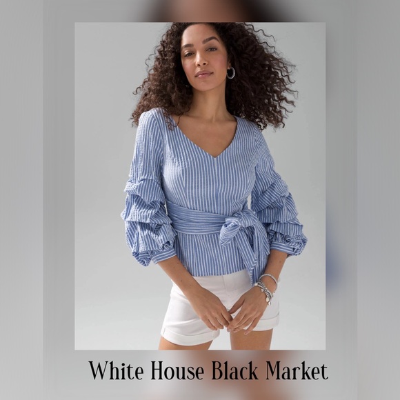 White House Black Market Tops - NWT! White House Black Market Seersucker Wrap Blouse